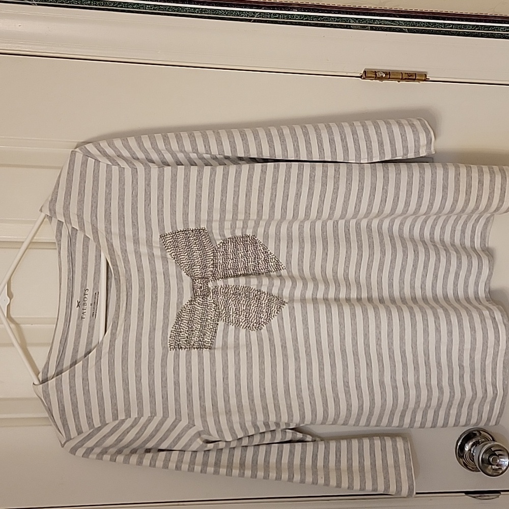 Grey and White Striped Talbot Top